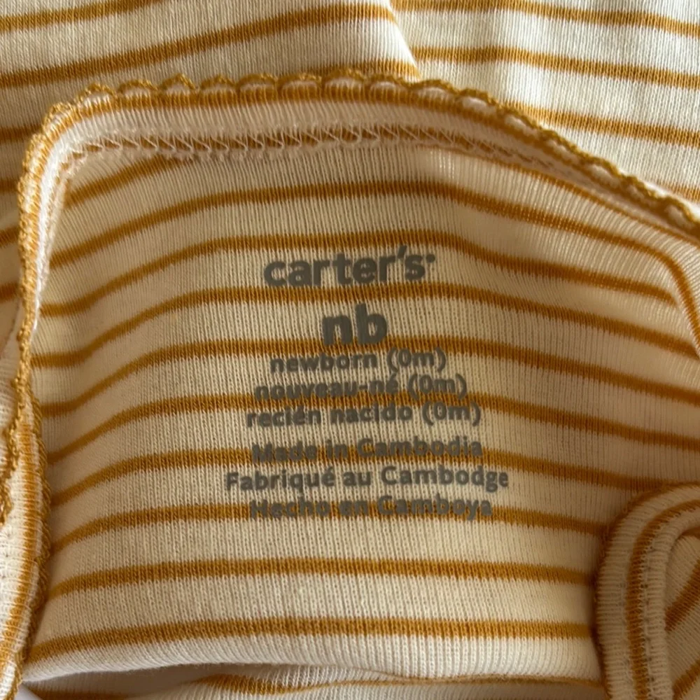Carter’s Pink and Tan Floral Vest Striped Bodysuit and Pant Set - Picture 14 of 16